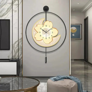 Moon and Flower Artistic Pendulum Wall Clock - view 3