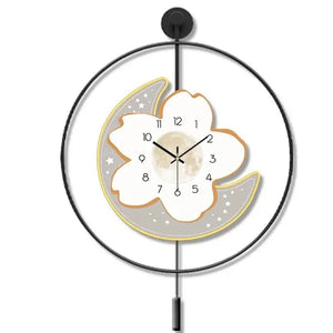 Moon and Flower Artistic Pendulum Wall Clock - view 6
