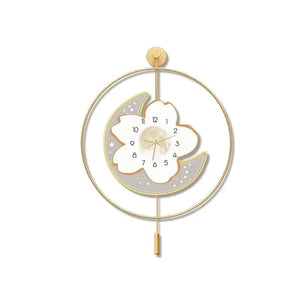 Moon and Flower Artistic Pendulum Wall Clock - view 7