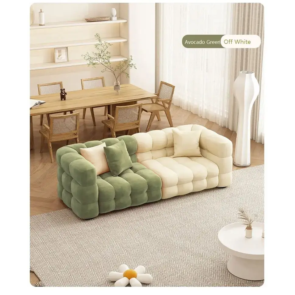 Nordic Cream Style Small Sectional Sofa for Living Room - Single: 124*90*68cm / Green - Sofa