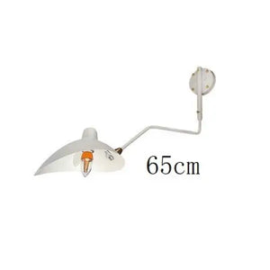 Nordic Creative Retro Rotary Long Pole Wall Lamps - Small 1Arm White / Round Base - Lamps