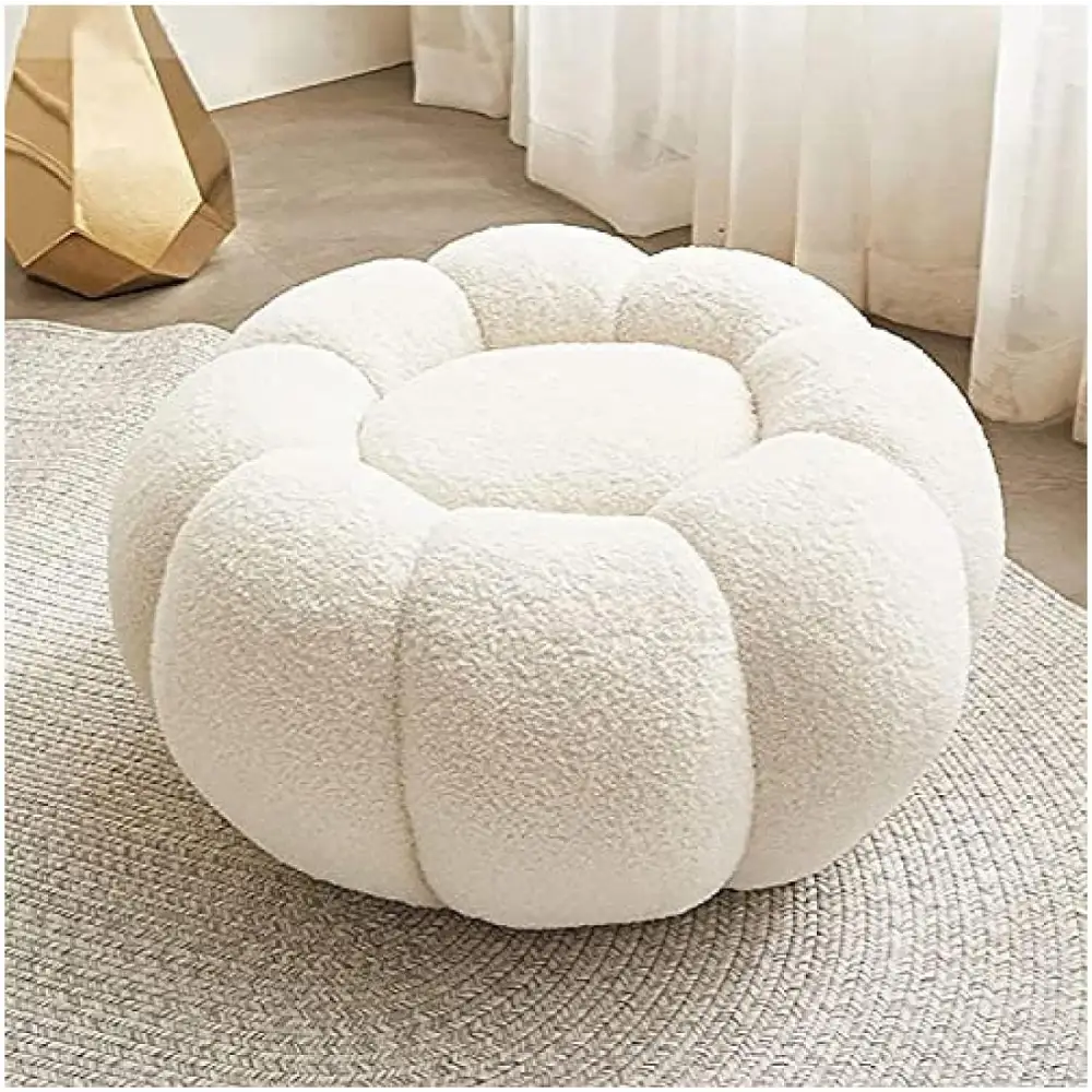 Nordic Lazy Pumpkin Cloud Sofa Chair - Beige Pedal Ottoman - 100 cm - Sofa