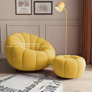Nordic Lazy Pumpkin Cloud Sofa Chair - Yellow Pedal Ottoman - 80 cm - Sofa