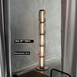 Nordic LED Stand Lighting Smoke Glass Floor Lamp - Smoke - H 160cm / warm light 3000k - Floor Lamp