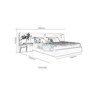 Nordic Queen Minimalist Double Soft Backrest Bed Frame - Bedroom