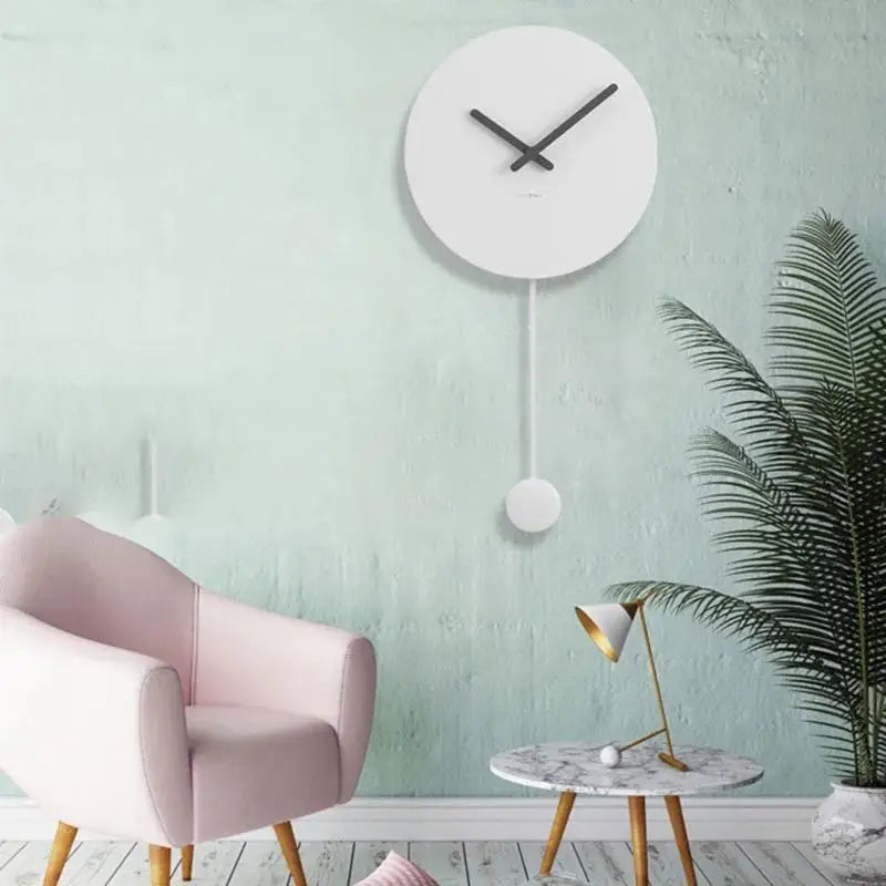 Wall Clock with Pendulum Nordic Style Minimalist - Wall Clocks