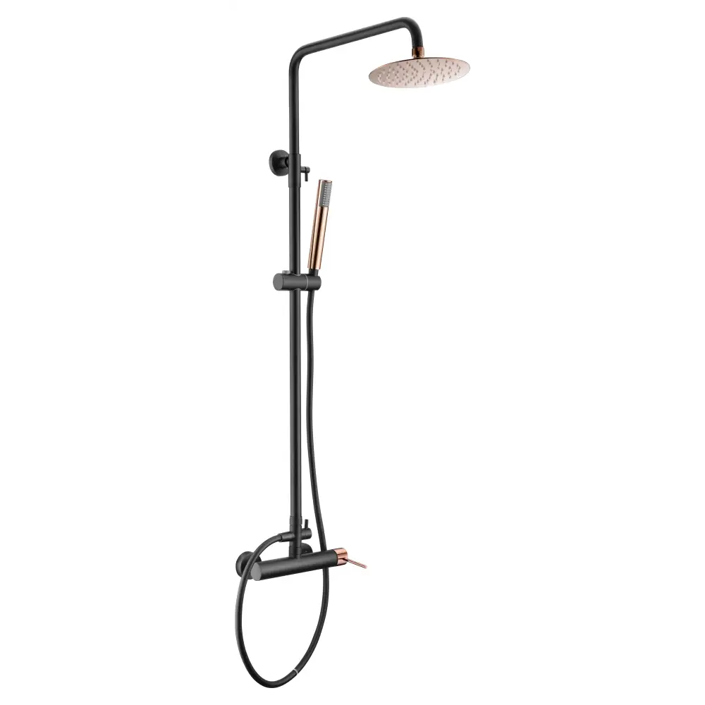 Set Shower Single-Handle Milos Black Rose Gold | IMEX - Shower Set