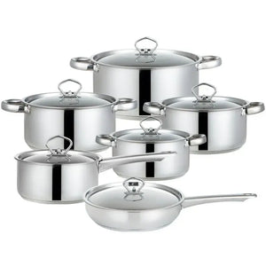 15-piece stainless steel cookware set with double bottom kitchen essentials