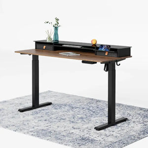 Electric Standing Desk Glass Top Double Drawer Eufaula - Desk > Standing Desk