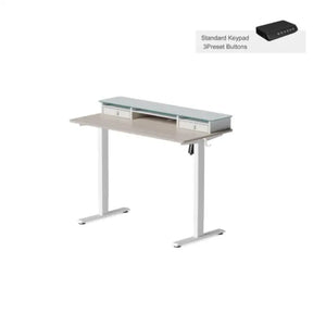 Electric Standing Desk Glass Top Double Drawer Eufaula - Desk > Standing Desk