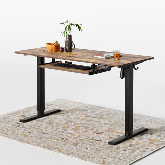 Escritorio de pie con bandeja para teclado