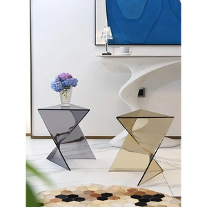 Amber triangular modern side table with minimalist design for living room furniture