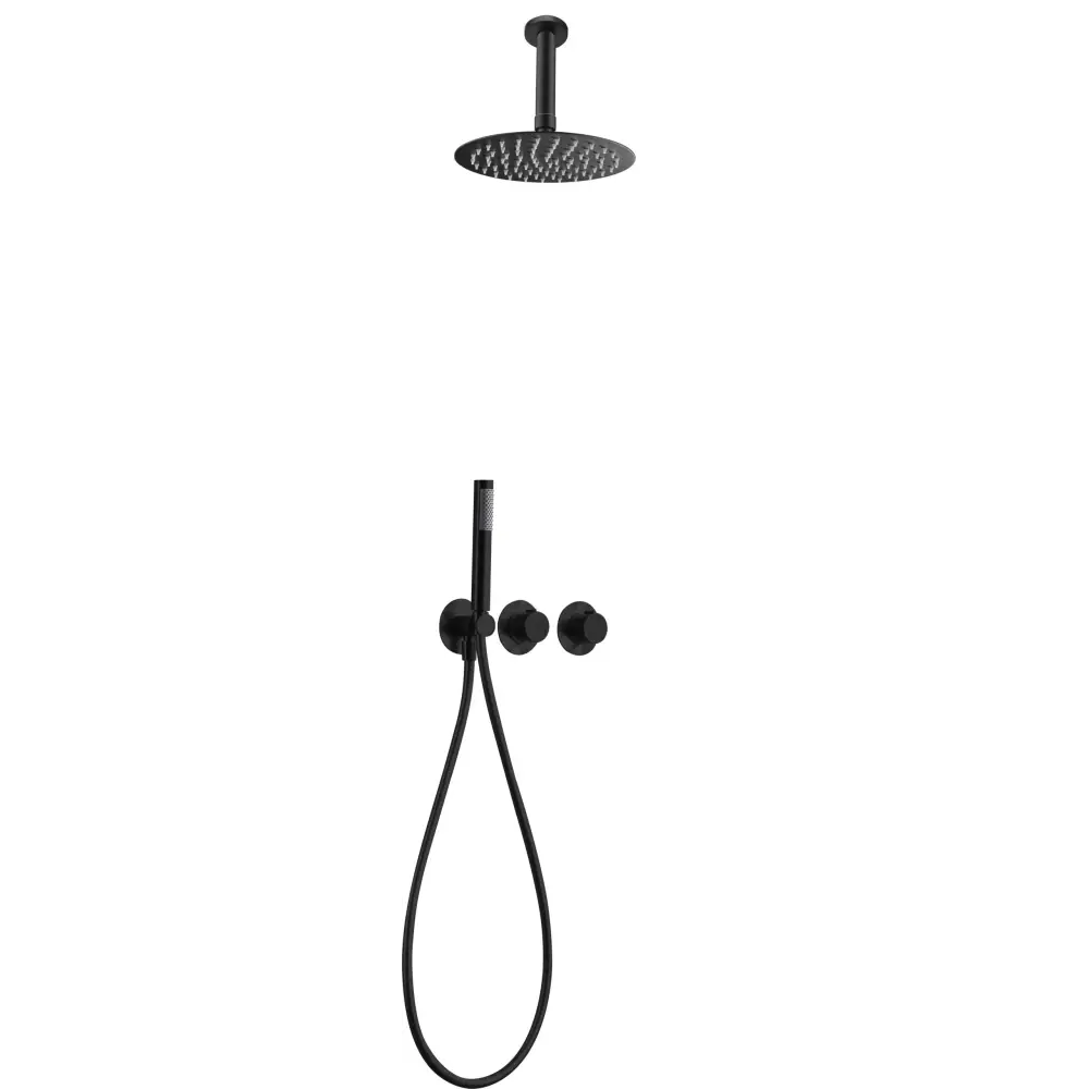 Conjunto Ducha Termostático Empotrado Breda Negro Mate - Shower Set