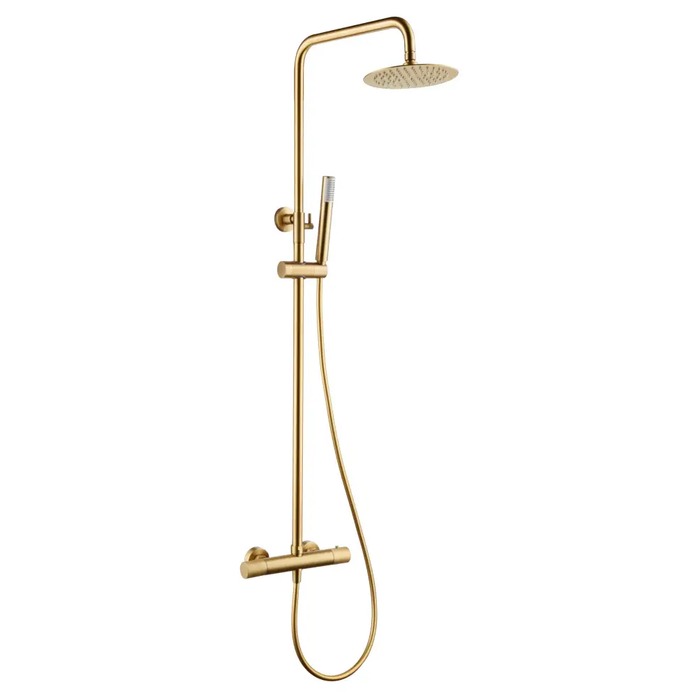 Thermostatic Shower Set Line Brushed Gold | IMEX - Shower Set