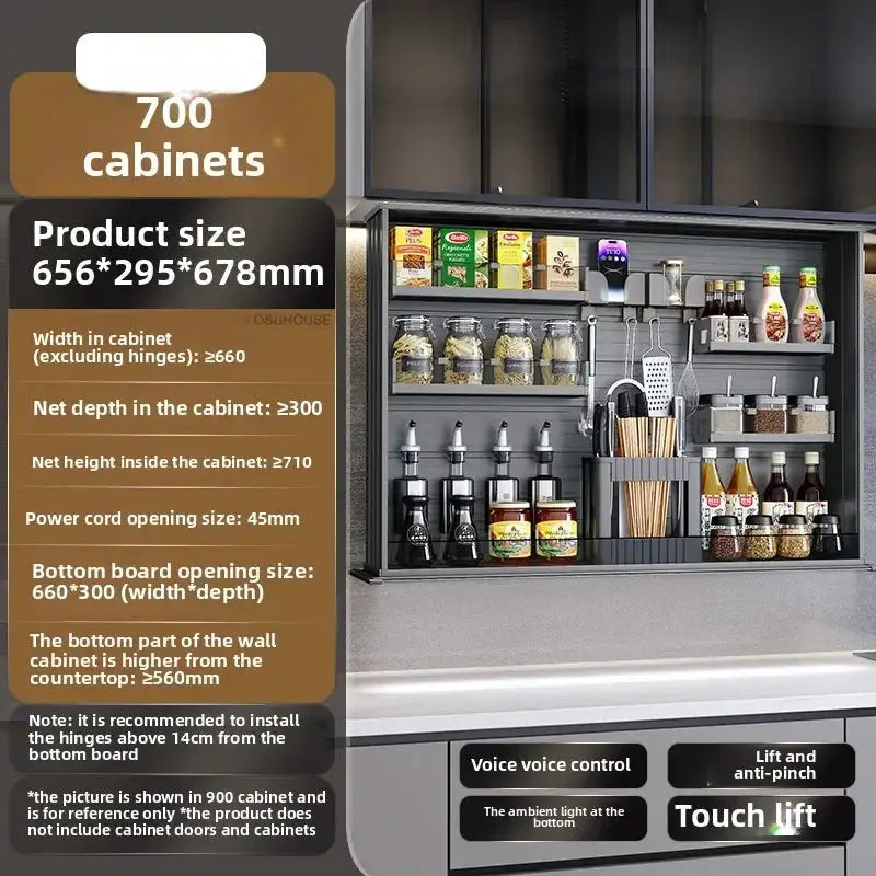 Touch Lift Wall Modern Kitchen Storage Organizer Cabinet - 65.6 x 29.5 x 67.8 cm - Kitchen Essentials