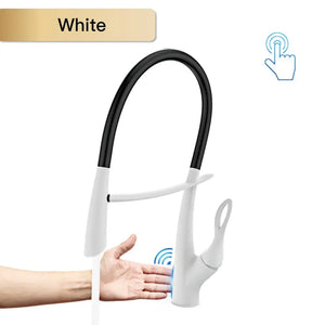 Touch Switch Cold Hot Dual Control Magnetic Sink Faucet - White T / G9/16 - Kitchen Faucets