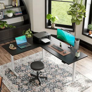 Triple Motor L-shaped Standing Desk - Black / 63’’ x 48’’ - Desk > Standing Desk > L Shaped Standing Desk