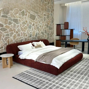 Velvet Double Cloud Floor Upholstered Bed Frame - Bedroom