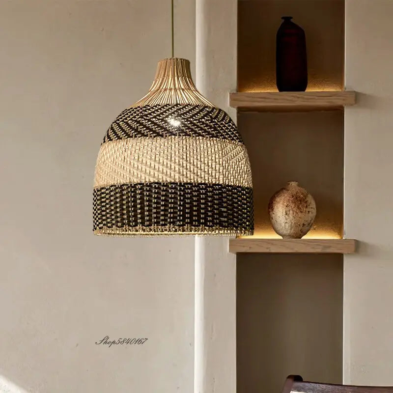 Vintage Rattan Luxury Pendant Light for Home and Garden - view 2