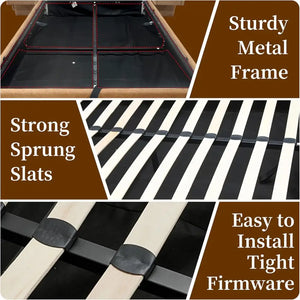 Wide Hotel Headboard Upholstered Lift Storage Bed Frame - Queen - Home