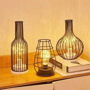 Hollow Out Wine Bottle Glass LED Lamp - Desk Lamp