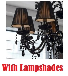 Lámpara de araña de lágrimas de cristal negro