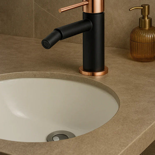 Single Lever Bidet Mixer in Black & Rose Gold Redefining Bathroom Luxury