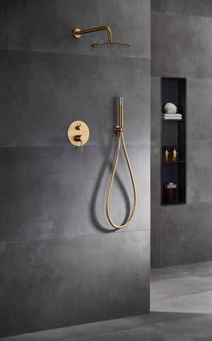 Monza Brushed Gold Single Handle Built-in Shower Set, view 3