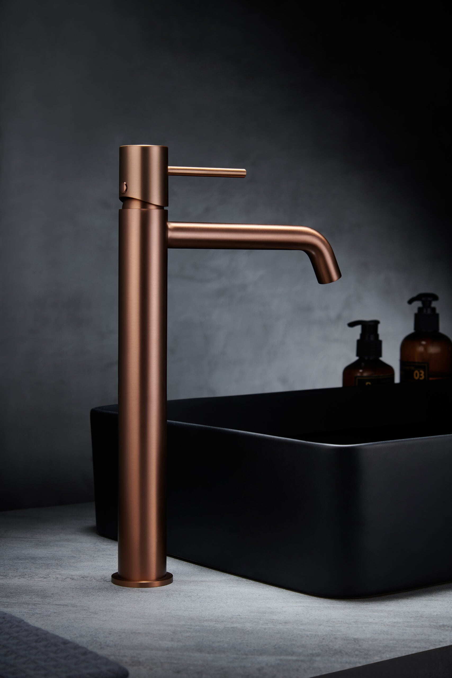 Monza Tall Basin Faucet Brushed Rose Gold Single Lever, view 4