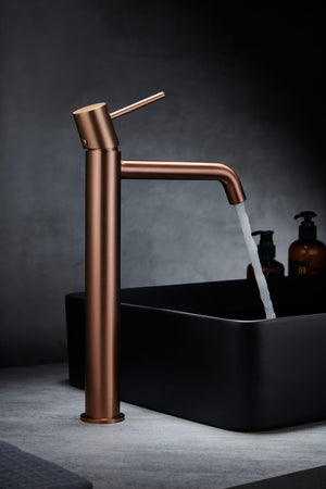 Monza Tall Basin Faucet Brushed Rose Gold Single Lever, view 3