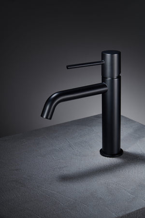 Matte Black Single Lever Basin Mixer Faucet, view 4