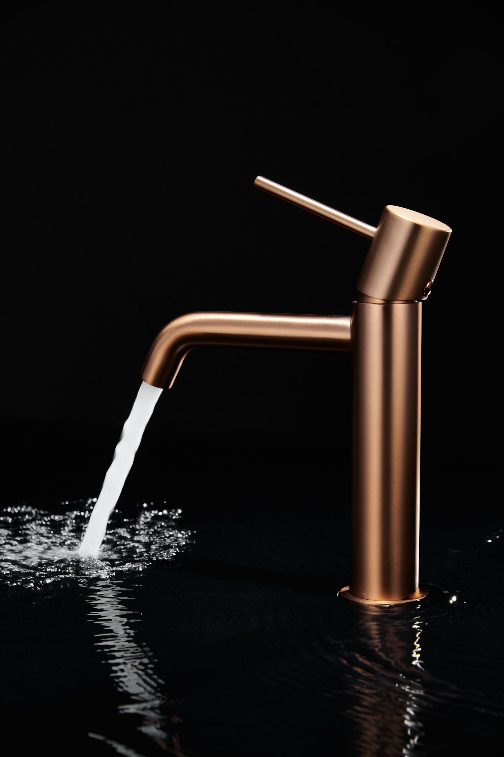 Monza Brushed Rose Gold Single Handle Basin Faucet, view 3