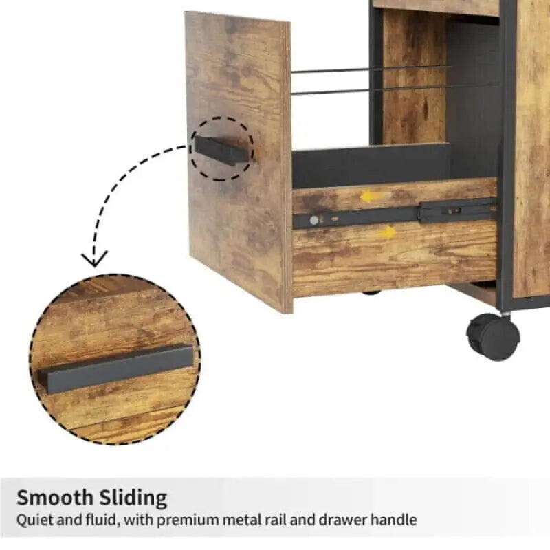 2 Drawer Rolling File Cabinet with Locking Storage - view 7