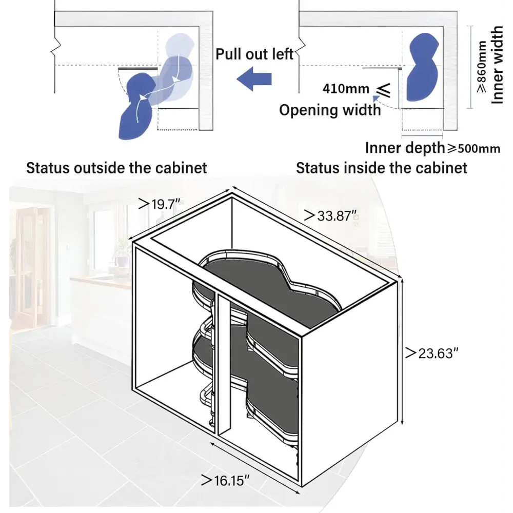 2 Tier Corner Pull Out Tray Storage Organize Cabinet - Kitchen Essentials