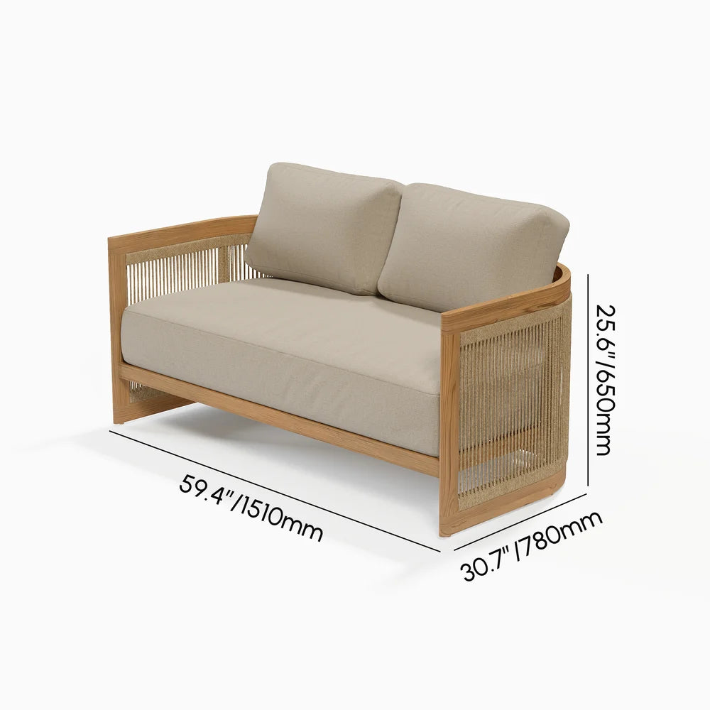 Conjunto de sofás modernos para hotel, muebles de exterior de teca para jardín, sofá seccional de madera y aluminio para patio, conjunto de sofás de jardín de lujo de teca.