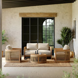 Conjunto de sofás modernos para hotel, muebles de exterior de teca para jardín, sofá seccional de madera y aluminio para patio, conjunto de sofás de jardín de lujo de teca.