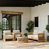 Conjunto de sofás modernos para hotel, muebles de exterior de teca para jardín, sofá seccional de madera y aluminio para patio, conjunto de sofás de jardín de lujo de teca.