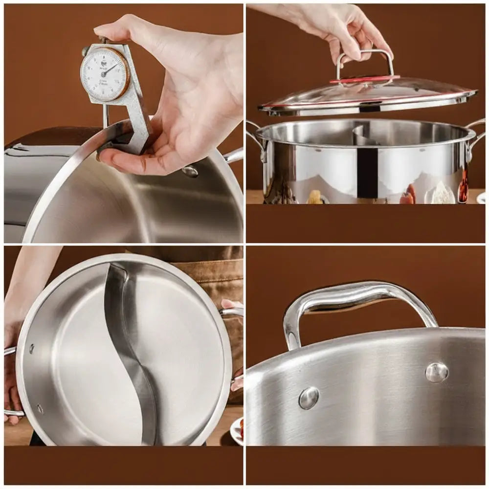 3 Layer Stainless Steel Glass Lid Duck Pot - Cookware set