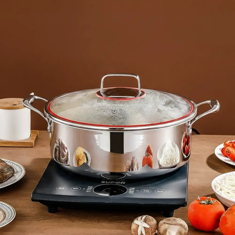 3 Layer Stainless Steel Glass Lid Duck Pot - Cookware set