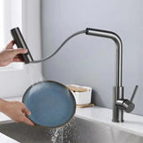 3 Mode Waterfall Crane Sensor Pull Out Sink Faucet - Kitchen Faucets