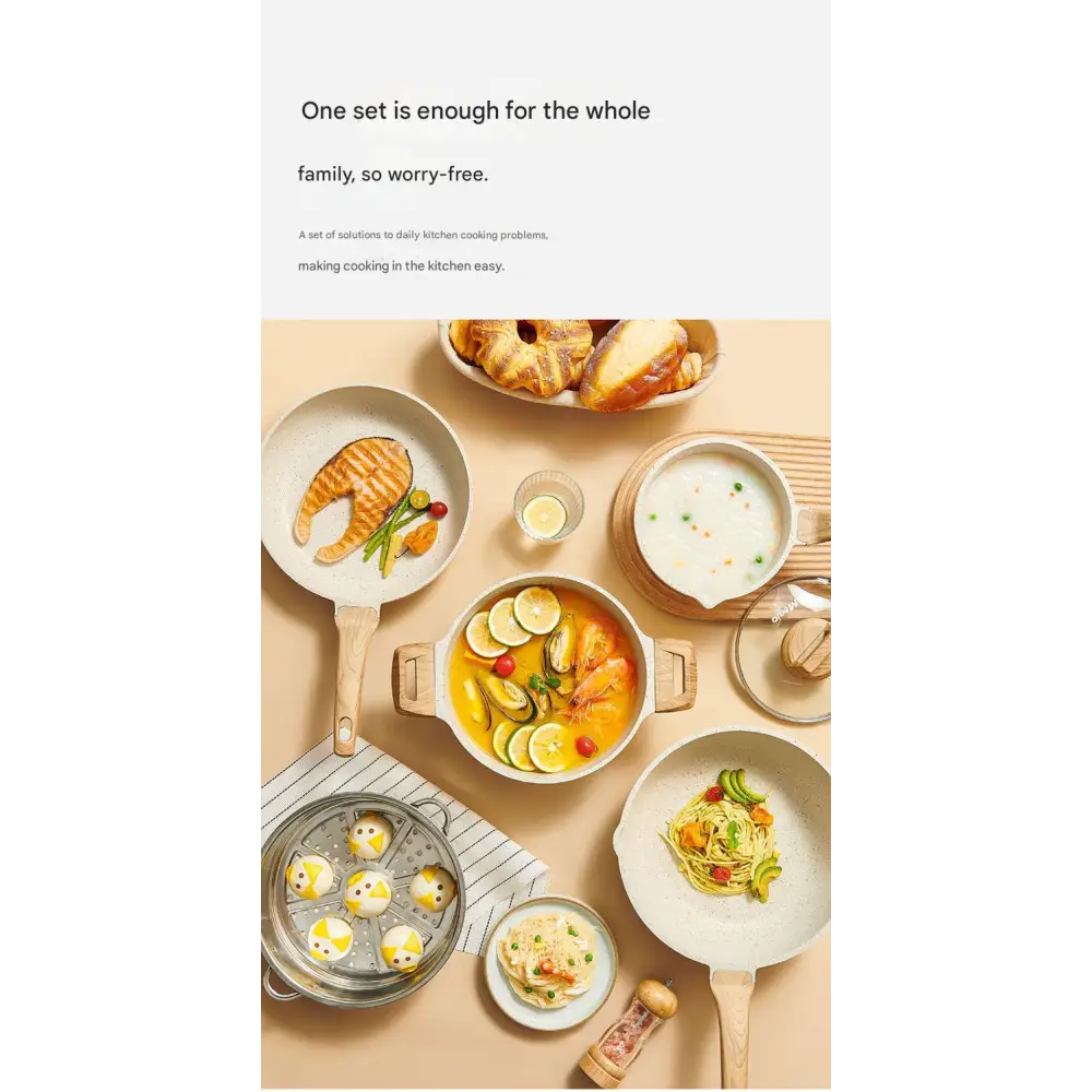 4 Piece Non Stick Cookware Frying Pan Soup Pot Set - Cookware set