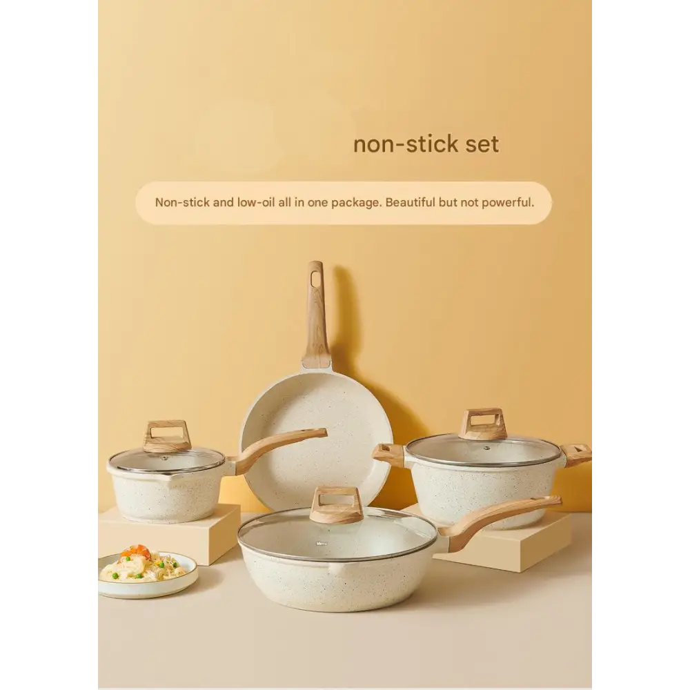 4 Piece Non Stick Cookware Frying Pan Soup Pot Set - Cookware set