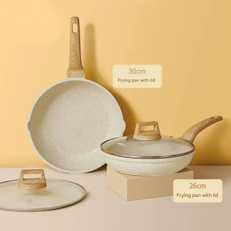 4 Piece Non Stick Cookware Frying Pan Soup Pot Set - Two piece set wok + frying pan - Cookware set