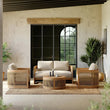 4 Pieces Teak Hand Woven Rope Outdoor Sofa Set - Beige - Sofa