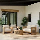 4 Pieces Teak Hand Woven Rope Outdoor Sofa Set - Beige - Sofa