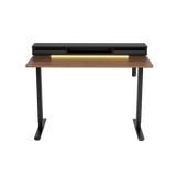 Escritorio eléctrico de pie con doble cajón y tablero de cristal