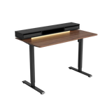 Escritorio eléctrico de pie con doble cajón y tablero de cristal