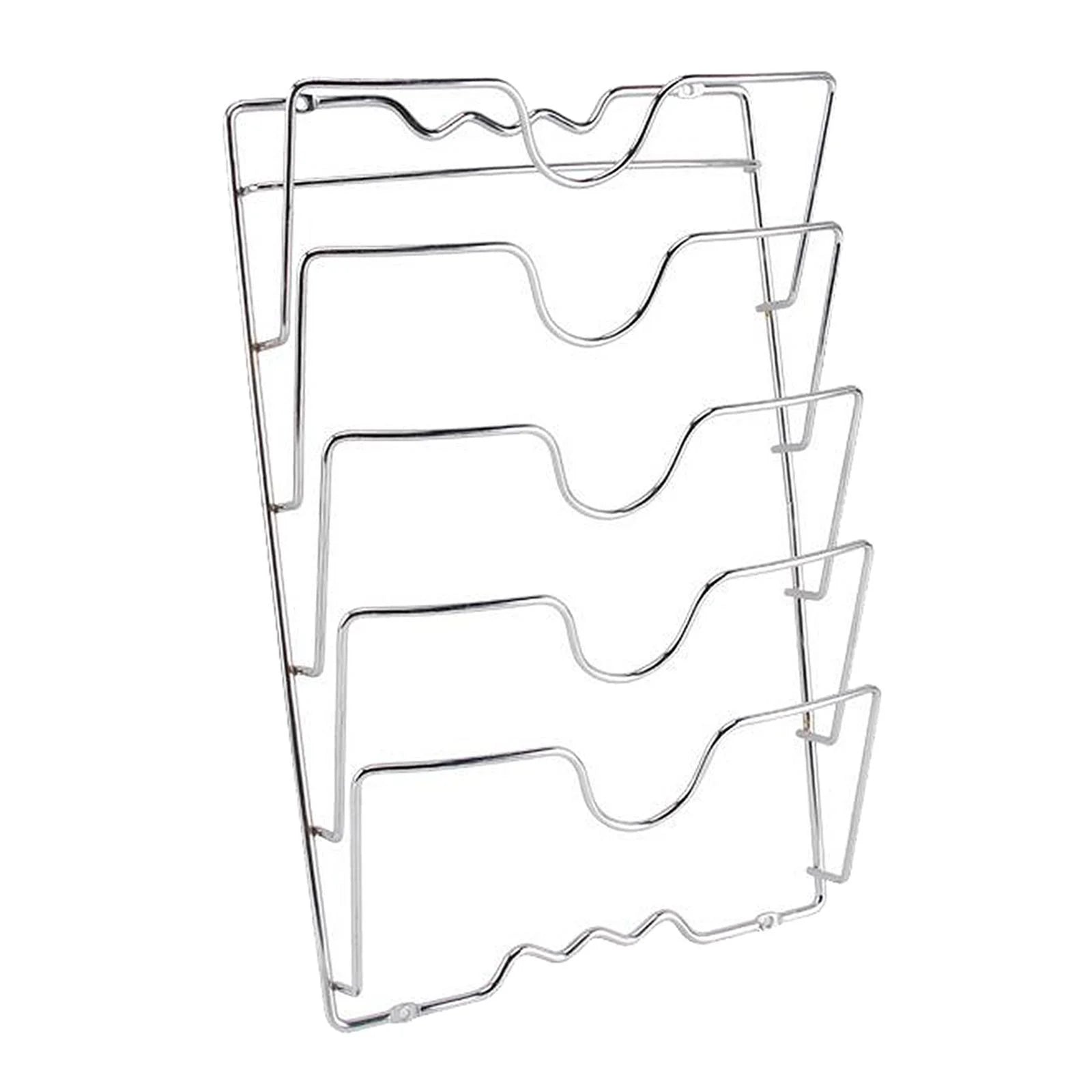 Metal Hanging Pot Lid Rack Kitchen Storage Organizer - Silver - Kitchen Essentials