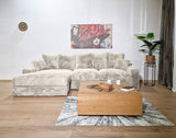 Sofá moderno minimalista perezoso de tela de pana gruesa con diseño de nubes, asiento extra ancho, muebles personalizados comprimidos al vacío