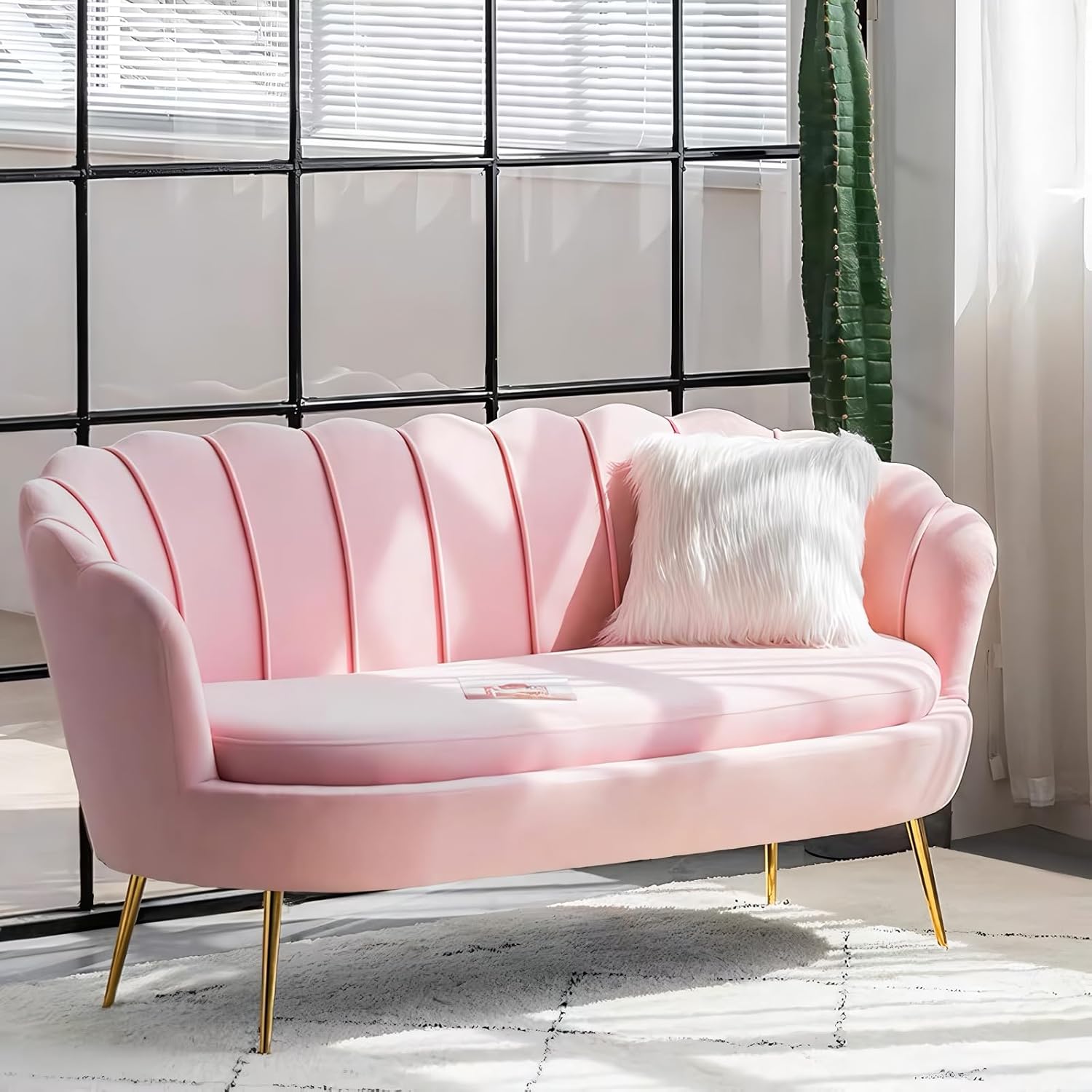 Conjunto de sofá nórdico moderno de terciopelo para salones de belleza